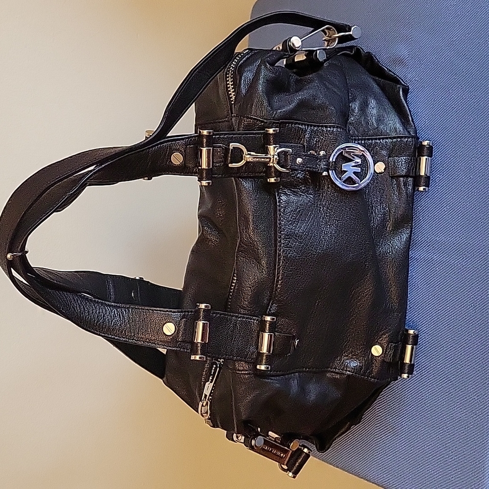 MICHAEL KORS Gibson Black Leather Satchel Bag